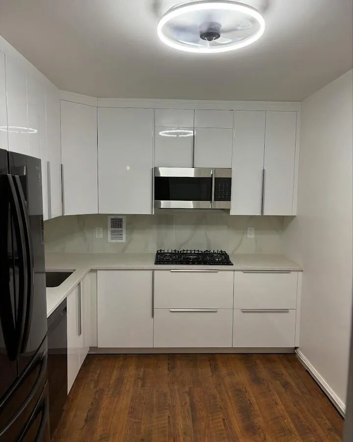 Renovated kitchen with quartz countertops in Portland